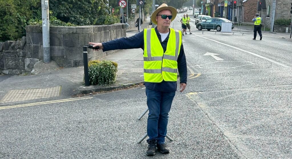 Peter Brady helping with traffic control